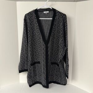 Sioni Size 2X Black & Gray Long Sleeve Sweater